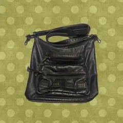 茶色 ダークブラウン 鞄 スタッズ レザー ショルダー バッグ