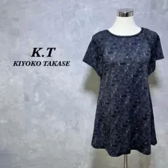 ケーティーキヨコタカセ ワンピース 総柄 スパンコール ウール 黒 M 3789