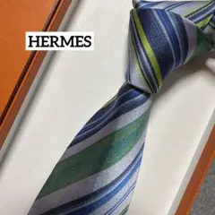 エルメス ネクタイ 薄紺 ストライプ シルクリネン ジャガード - メルカリ