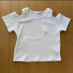 新品！GYDA リブオープンショルダーTシャツ ホワイトのサムネイル