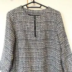 セール『美品日本製』リネアフレスコ　体型カバー ツイード柄 チュニック七分袖　M