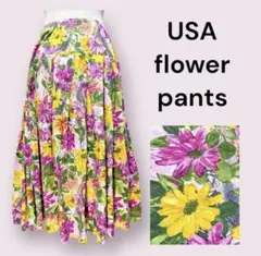 vintageヴィンテージスカート花柄カラフルサーキュラーレトロUSA海外古着