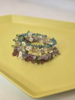 天然石 シトリン＆アメジスト＆ブルーアパタイト＆ストロベリークオーツブレスレット