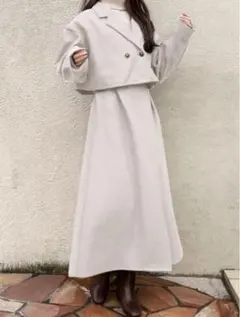 フェイクウール3Wayショート丈ジャケットXワンピースセット