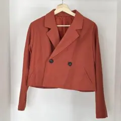 オレンジ ダブルボタン テーラードジャケット