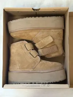 UGG expressブラウン ムートンブーツ 厚底 ベルクロ 2025年最新】ugg