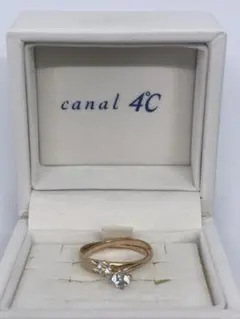 カナル 4℃ K18 アクアマリン 2連リング 10号サイズ