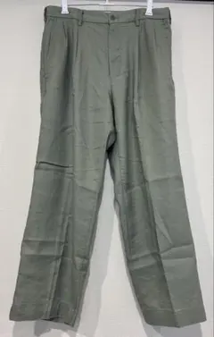 無印良品　ヘンプ混ストレートパンツ オリーブグリーンスラックスのサムネイル
