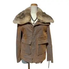 00sリアルファーコーデュロイミリタリーライダースジャケット平成ギャルフェアリー