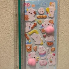 ウサギ　おしりぷにぷに　ぷっくりシール