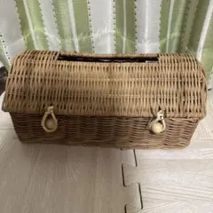 サリュ　ラタン　おうち型ティッシュボックス　インテリア　ナチュラル　雑貨