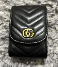 美品　GUCCI グッチ レザーシガレットケース ポーチ GGマーモント 黒のサムネイル