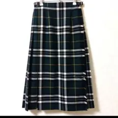 オニールオブダブリン　チェックラップスカート 8　ダークグリーン ウール100%