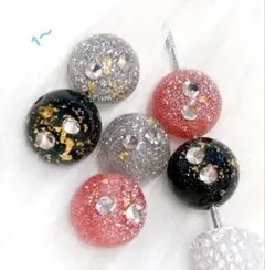 カスタムボールペン対応ビーズ　ストーン入レジンビーズ