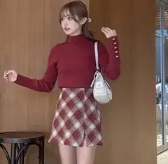 GRL ハイネックハートボタンニットトップス Lサイズ