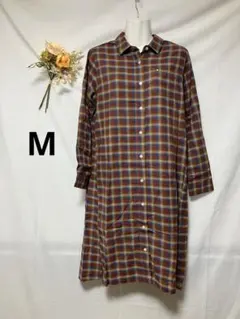 アーノルドパーマー　シャツワンピース　ロング　長袖　チェック　Mサイズ