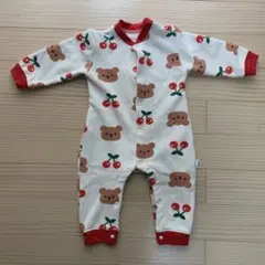 赤ちゃん 服 ロンパース クマとさくらんぼ 新生児 冬 防寒 かわいい 長袖