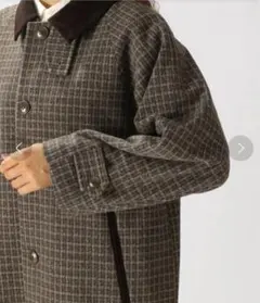 ニコアンド　チェック柄 コート　ウーリーマキシステン　カラーコート M