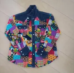 ミキハウス パッチワーク柄 デニムシャツ 120