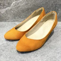 【美品】ikka スエード パンプス 23cm マスタード アーモンドトゥ