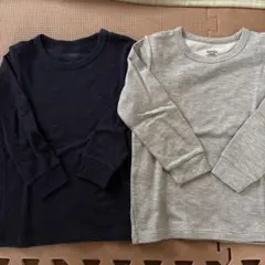 ユニクロ 110cm 極暖ヒートテックコットンワッフルクルーネックTシャツ 2枚