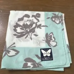 HM 花と蝶柄 ハンカチ 綿100% 日本製