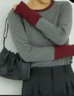新品未使用タグ付　田中里奈　mysa しまむら　Sサイズ　濃灰　配色テレコT