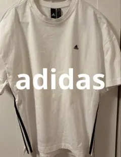 adidas Tシャツ　スリーストライプ　コットン　オーバーサイズ　M ホワイト
