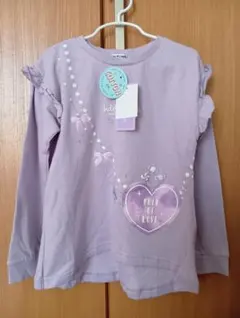 新品 裏起毛トレーナー 長袖トップス 微起毛 パープル 女の子 秋冬