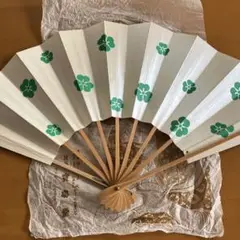 花柄扇子 白と緑