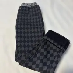 【N.BRAVE ダイヤモンド柄】ボトムス140cm ぽかぽか裏起毛　黒＆灰色