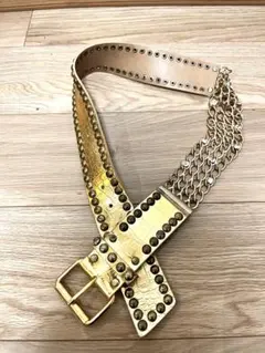 ゴールドスタッズ付ベルト y2k 平成ギャル　キラキラベルト