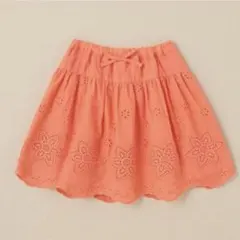 センスオブワンダー☆花柄刺繍 コットンフレアスカート コーラル 丈長め 100のサムネイル