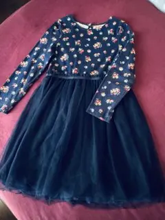 Cath Kids 花柄ネイビー ワンピース 7-8歳