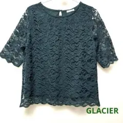 GLACIER ダークグリーン レース 半袖 M