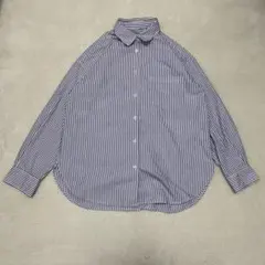 GU ストライプシャツ ブルー 長袖 春秋 冬はインナー使い