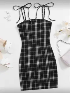 チェック柄キャミワンピース