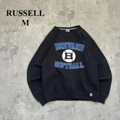 【RUSSELL】ラッセル（M）ビッグプリント＊カレッジ＊裏起毛＊Vガゼット