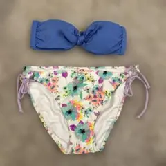 セパレート水着 ビキニ 花柄 ブルーのサムネイル