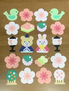 ひな祭り　おひなさま　桃　吊るし飾り　春　ガーランド　壁面飾り　3月　うさぎ