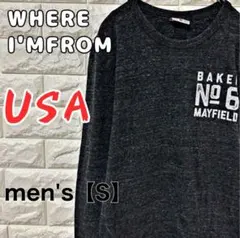 【WHERE I'MFROM USA】長袖Tシャツ【メンズS】グレー　D138のサムネイル