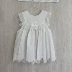 CELINE ホワイト ベビードレス フリル エプロン