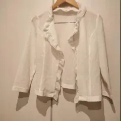 YUKITORII フリル付きホワイトカーディガンのサムネイル