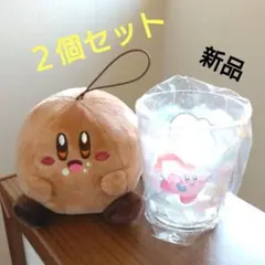 新品♪ 星のカービィ グルメフェス ぬいぐるみ ＆ キラキラ クリアカップ