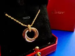 美品 三連リング ゴールドダイヤモンドネックレス