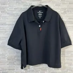 【Nike 】Polo Dri-FIT 半袖 ショート丈バックロゴ♡ ブラックM