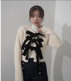 EIMY ISTOIRE フロントリボンニットトップス