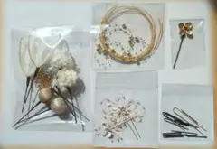 成人式　髪飾り　 ヘアアクセサリーセット　ホワイト　ゴールド