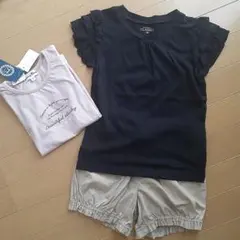 フリル付きTシャツセット（ピンク・黒）