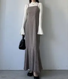 Louere ツイードハイウエストマーメイドキャミワンピ
